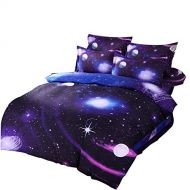 Quanhaigou Cliab Galaxy Bedding for Girls Purple Blue Kids Boys Queen Size Outer Space Duvet Cover Set 7 Pieces(Fitted Sheet Included)