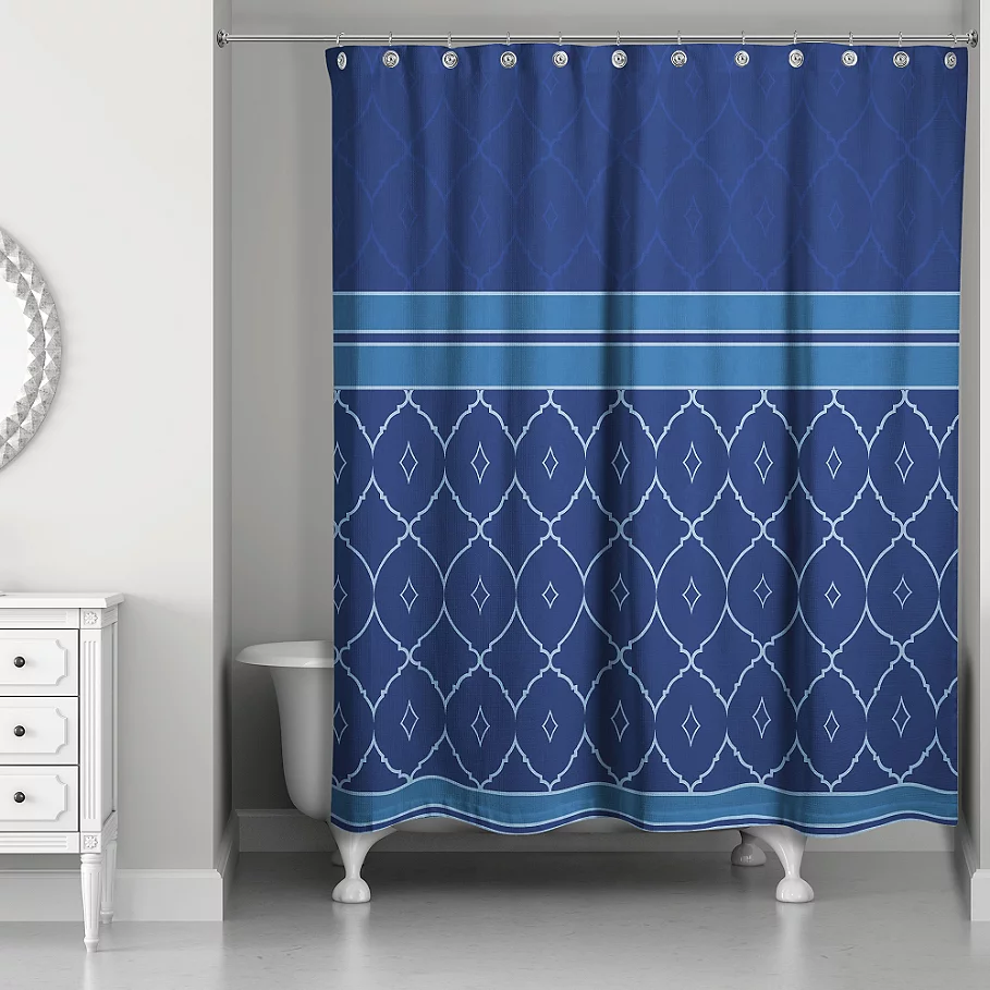 Quatrefoil Tone Shower Curtain in Blue