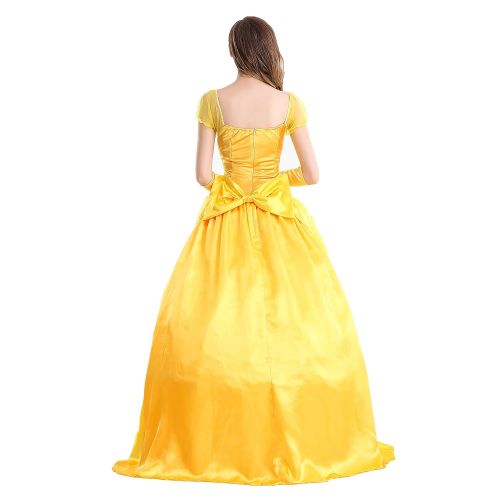  Qubskry Princess Beauty Costume for Women, Girl Princess Belle Dress up Ball Gown, Halloween Costume Adult