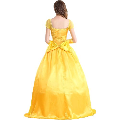  할로윈 용품Qubskry Princess Beauty Costume for Women, Girl Princess Belle Dress up Ball Gown, Halloween Costume Adult