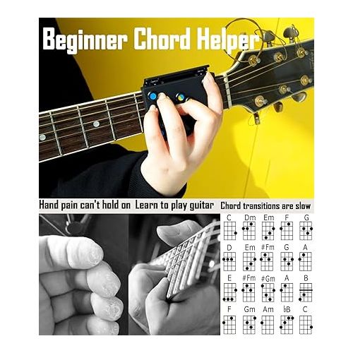  QUDODO Guitar Chord Learning Starter, Guitar Accessories, Guitar Trainer No Need to Develop Callouse, Eliminates Finger Pain, Guitar Lover Beginner Gift (Guitar Starter Learning Tool)