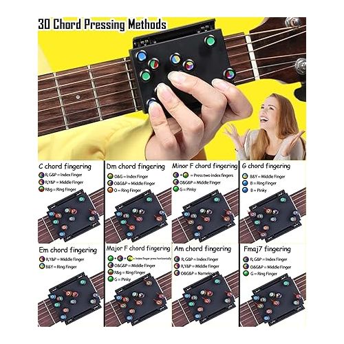  QUDODO Guitar Chord Learning Starter, Guitar Accessories, Guitar Trainer No Need to Develop Callouse, Eliminates Finger Pain, Guitar Lover Beginner Gift (Guitar Starter Learning Tool)