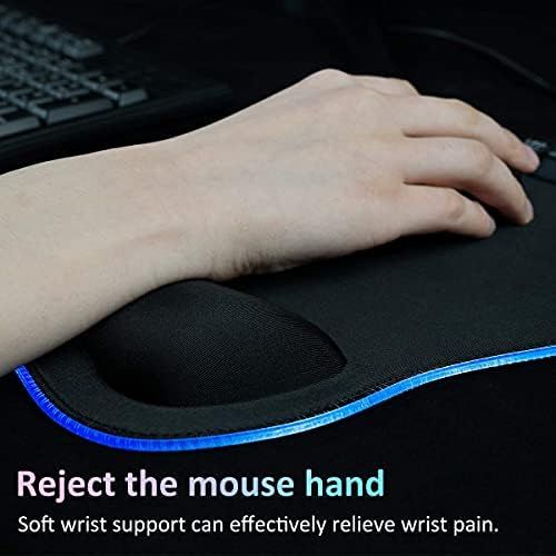  Qudodo RGB Ergonomic Mouse Pad with Wrist Support,11.2 x 9.3 in Mouse Pads Lycra Fabric with Non-Slip PU Base,Static,Breathing Cycle for Home Office Working Studying Games & Pain R