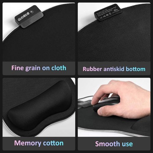  Qudodo RGB Ergonomic Mouse Pad with Wrist Support,11.2 x 9.3 in Mouse Pads Lycra Fabric with Non-Slip PU Base,Static,Breathing Cycle for Home Office Working Studying Games & Pain R