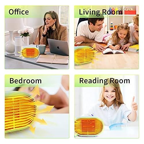  Qudodo Mini Portable Electric Space Heater,800W Overheat Protection Safe and Quiet Ceramic Heater Fan, Space Heaters for Indoor Use Small Room,Personal Small Heater Use for Office