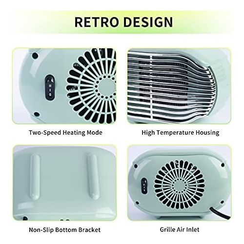  Qudodo Mini Portable Electric Space Heater,800W Overheat Protection Safe and Quiet Ceramic Heater Fan, Space Heaters for Indoor Use Small Room,Personal Small Heater Use for Office