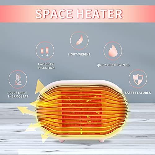  Qudodo Mini Portable Electric Space Heater,800W Overheat Protection Safe and Quiet Ceramic Heater Fan, Space Heaters for Indoor Use Small Room,Personal Small Heater Use for Office