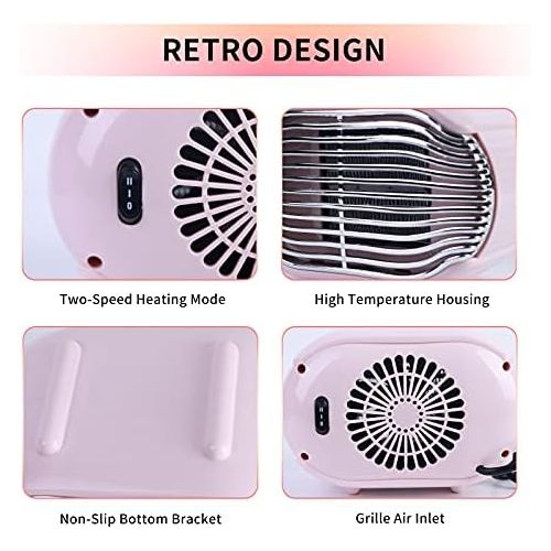  Qudodo Mini Portable Electric Space Heater,800W Overheat Protection Safe and Quiet Ceramic Heater Fan, Space Heaters for Indoor Use Small Room,Personal Small Heater Use for Office