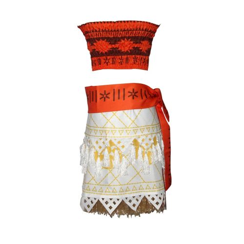  Que Sera Quesera Womens Moana Costume Patterned Belt Tassel Skirt Set Outfit Party Costume