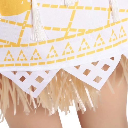  Que Sera Quesera Womens Moana Costume Patterned Belt Tassel Skirt Set Outfit Party Costume