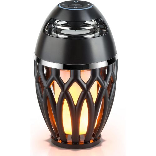  LED Flame Table Lamp, Quebuygo Music Flame Torch Atmosphere Lamp, Portable Bluetooth 5.0 Wireless Speaker Flame Waterproof Outdoor Speaker for Patio/Porch/Home/Camping Decor