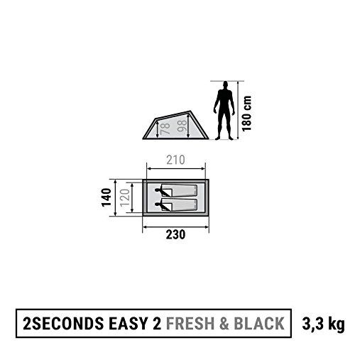  Quechua Waterproof Pop Up Camping Tent 2 Seconds Fresh & Black Easy Set Up and Fold - Extra Dark Interior