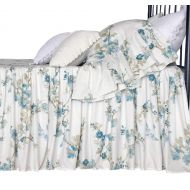 Queen's House Queens House Egyptian Cotton Bed Spread Shabby Dust Ruffles Bird Printed Bedskirt-B-King 30 Drop