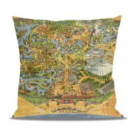 Queen of Cases Disneyland Vintage Map Fleece Cushion - Square Cushion - 17x17in