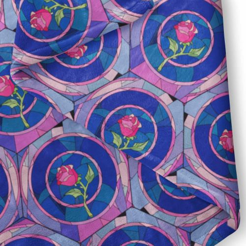  Queen of Cases Stained Glass Rose Disney Inspired Fleece Blanket - Medium Fleece Blanket 60x50in - Soft Throw