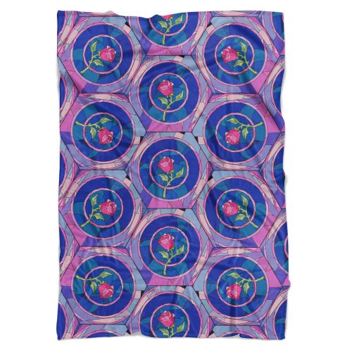  Queen of Cases Stained Glass Rose Disney Inspired Fleece Blanket - Medium Fleece Blanket 60x50in - Soft Throw