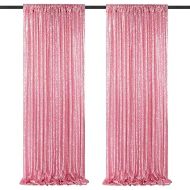 Blush Pink Sequin Backdrop 2 Panels 2FTx8FT Glitter Backdrop Curtain for Baby Shower Wedding Party Decorations