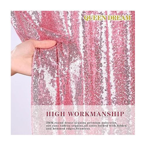  Blush Pink Sequin Backdrop 2 Panels 2FTx8FT Glitter Backdrop Curtain for Baby Shower Wedding Party Decorations