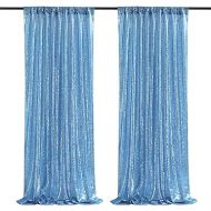 Baby Blue Sequin Backdrop 2 Panels 2FTx8FT Party Backdrop Curtains Glitter Birthday Bridal Curtains Sparkle Photo Backdrop