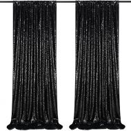 Black Sequin Backdrop 2 Panels 2FTx8FT Halloween Backdrop Curtains Party Decorations Birthday Wedding Photo Backdrop