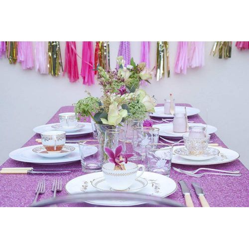  QueenDream 90x156inch Rectangle Sequin Tablecloth for Party Cake Dessert Table Exhibition Events Lavender