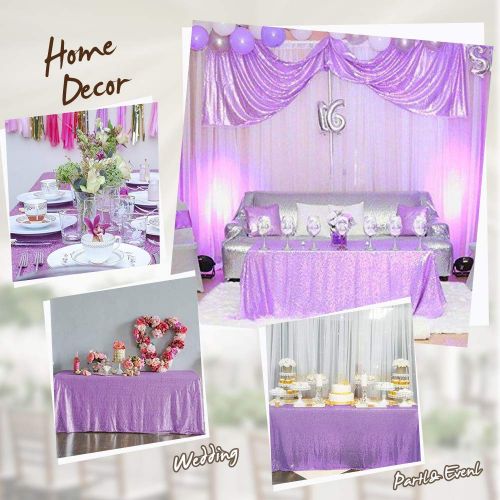  QueenDream 90x156inch Rectangle Sequin Tablecloth for Party Cake Dessert Table Exhibition Events Lavender