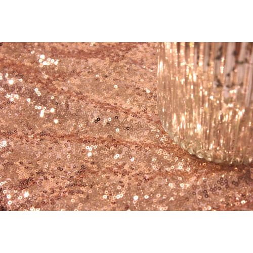  QueenDream Sequined Tablecloth 60x102-in Rose Gold Sparkly Sequin Fabric Wedding Luxury Table Cover