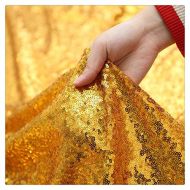 QueenDream Gold Sparkly Fabric Glitter Table Overlays Sequin Fabric Tablecloth Fabric Backdrop Curtain Sparkle Sequin Linens