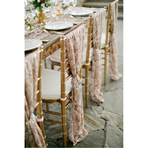  QueenDream Rose Gold Flower Sparkly Fabric Glitter Table Overlays Sequin Fabric Tablecloth Fabric Backdrop Curtain Sparkle Sequin Linens