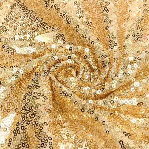  QueenDream Cheap Gold Sequin Tablecloth Runner Sequin Fabric 4yards Sequins Tablecloth Sequin Tablecloth Overlay for Wedding