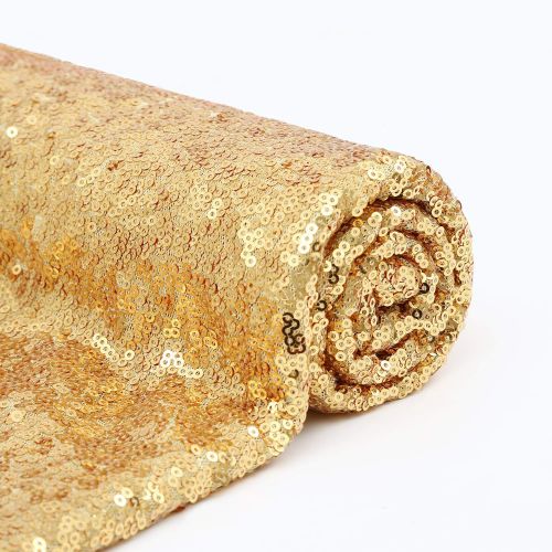  QueenDream Cheap Gold Sequin Tablecloth Runner Sequin Fabric 4yards Sequins Tablecloth Sequin Tablecloth Overlay for Wedding