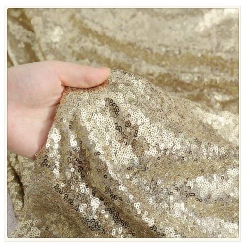  QueenDream Sequin Overlay Matte Gold Sparkly Fabric Sequin Tablecloth Cover Glitz Table Linen Sparkle Sequin Linens