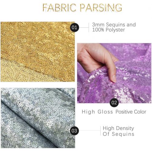  QueenDream Diamond Sparkly Fabric Glitter Table Overlays Sequin Fabric Tablecloth Fabric Backdrop Curtain Sparkle Sequin Linens