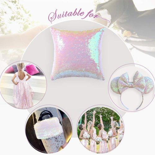  QueenDream 4yard Iridescent White Sequin Fabric DIY Dress Fabric Sequin Fabric for Wedding Birthday Party Eventing decr
