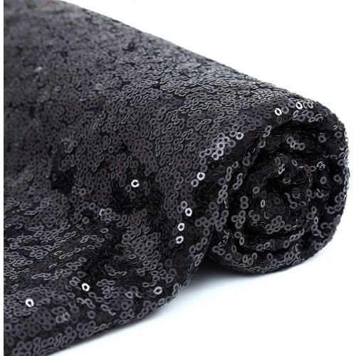  QueenDream Sparkly Sequin Fabric Black Fabric Sparkly Fabric for Wedding Ceremony Party Photography Fabric Shining Fabric