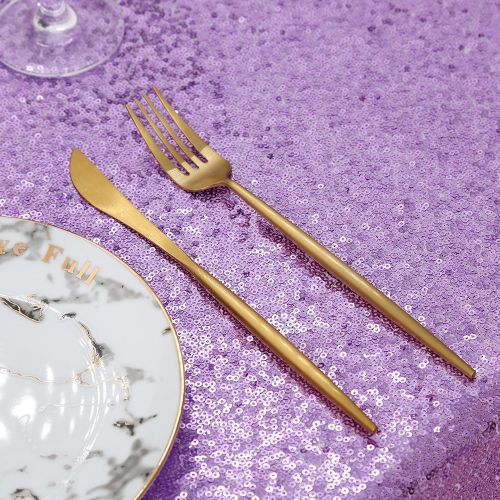  QueenDream Light Purple Sequin Fabric Sequin Fabric Squares Sequin Tablecloth Cover for Event Party Banquet Decoration