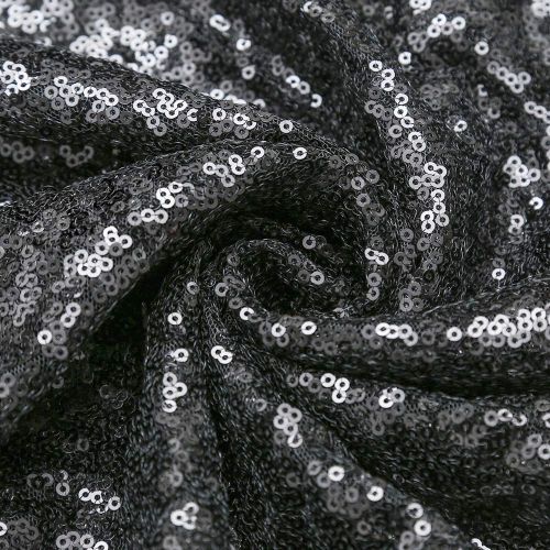  QueenDream 4yard Black Sequin Fabric DIY Dress Fabric Sequin Fabric for Wedding Birthday Party Eventing decr