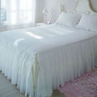 Queens Swanleke Victorian Romantic Two Layers Exquisite Chiffon/Cotton White Bed Skirt 1409 (Queen)
