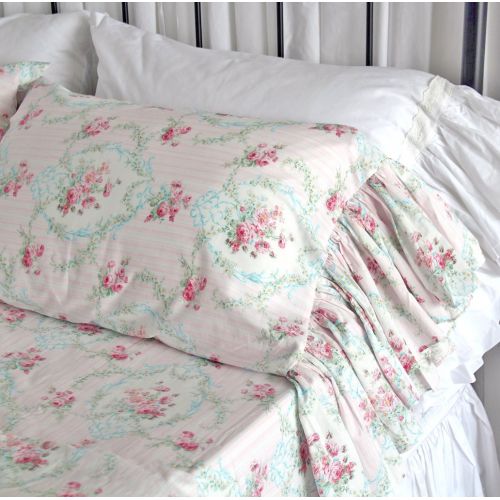  Queens House Red Roses Print Bed Sheet Set for Girls 4-Piece King Size-Style M