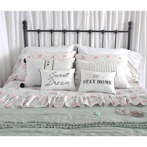  Queens House Red Roses Print Bed Sheet Set for Girls 4-Piece King Size-Style M