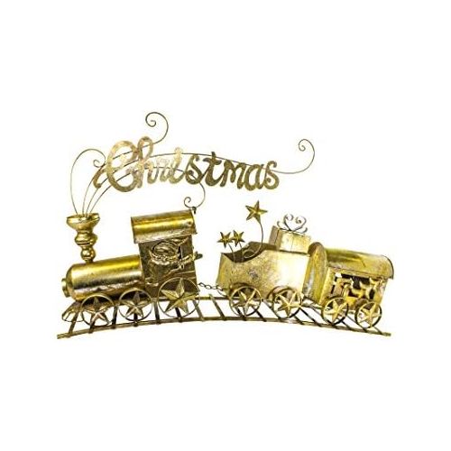  Queens of Christmas WL-TRN-30-GO 3 Car Metal Train Set, 30, Gold