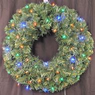 Queens of Christmas WL-GWSQ-03-L4M-BAT Battery Operated Pre-Lit LED Sequoia Christmas Wreath, 3, Multicolored