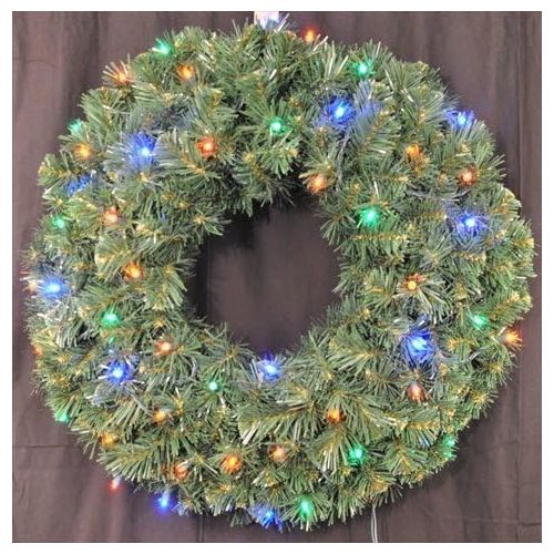  Queens of Christmas WL-GWSQ-03-L4M-BAT Battery Operated Pre-Lit LED Sequoia Christmas Wreath, 3, Multicolored