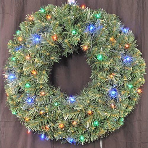  Queens of Christmas WL-GWSQ-03-L4M-BAT Battery Operated Pre-Lit LED Sequoia Christmas Wreath, 3, Multicolored