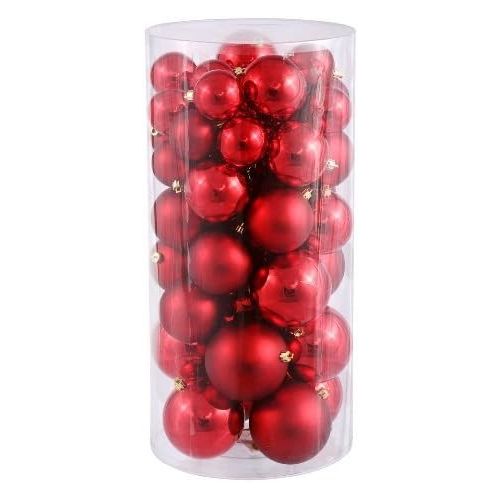  Queens of Christmas WL-ORNTUBE-70-RE 100 Pack Plastic Balls, 70mm, Red