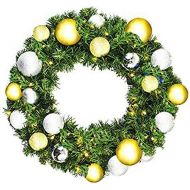 Queens of Christmas WL-GWSQ-04-TREAS-LWW Pre-Lit LED Sequoia Wreath Decorated with The Treasure Collection, 4, Warm White