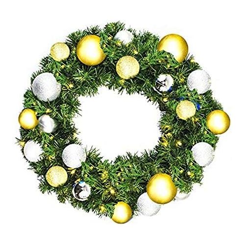  Queens of Christmas WL-GWSQ-04-TREAS-LWW Pre-Lit LED Sequoia Wreath Decorated with The Treasure Collection, 4, Warm White