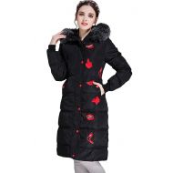 Queenshiny Womens Hooded Lightweight Packable Duck Down Coat Fox Fur Collar Jacket