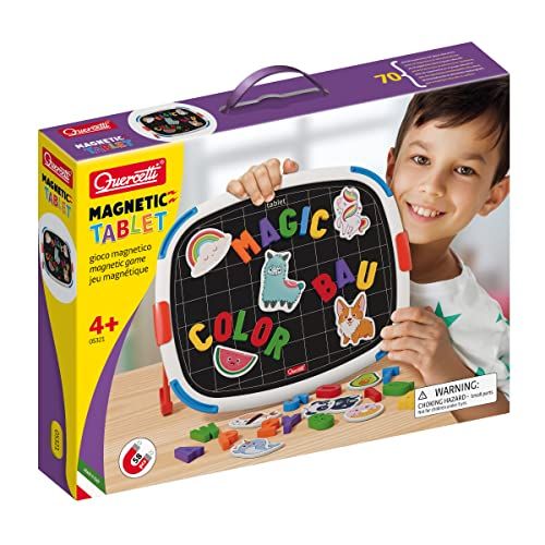  Quercetti - Tablet with Magentic Letters - Educational Toy for Learning Spelling & Writing - for Kids Ages 4 Years & Up