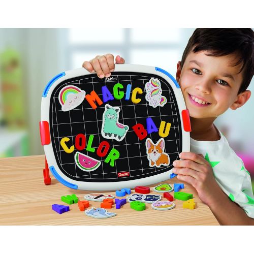  Quercetti - Tablet with Magentic Letters - Educational Toy for Learning Spelling & Writing - for Kids Ages 4 Years & Up